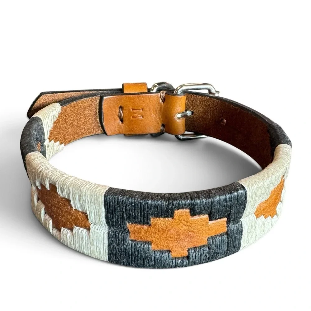 Zilker Antone's Dog Collar Size Medium Argentine Leather Artisan Gaucho NEW